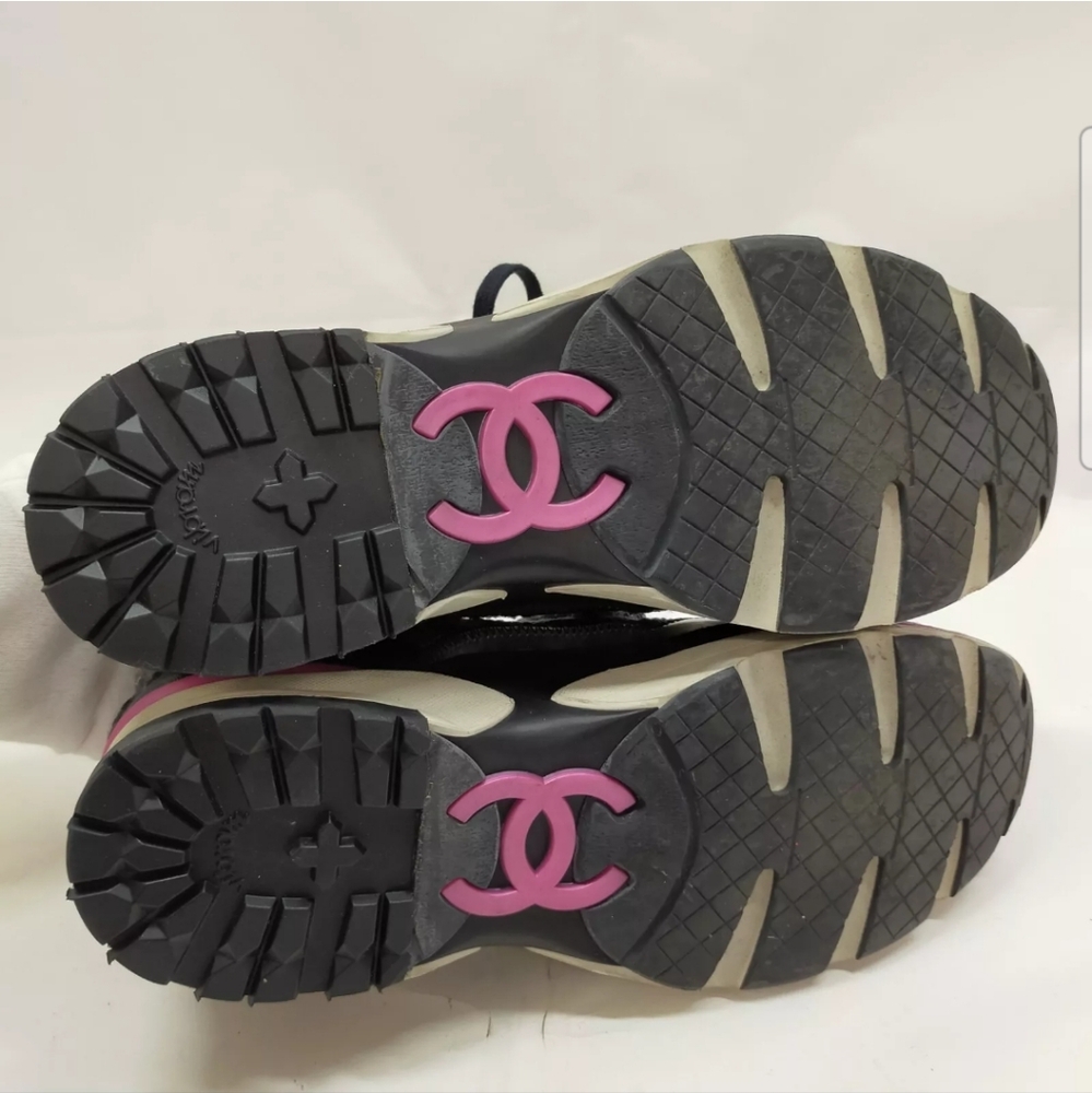 CHANEL Supermarket Tweed Lace up Sneakers Size 36 - Picture 6 of 11